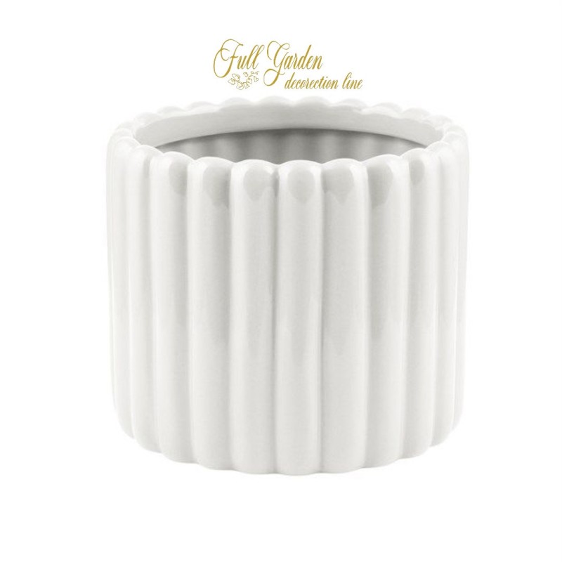 CILINDRO CERAMICA BIANCO RIGATO D.12,5 H. 10,5