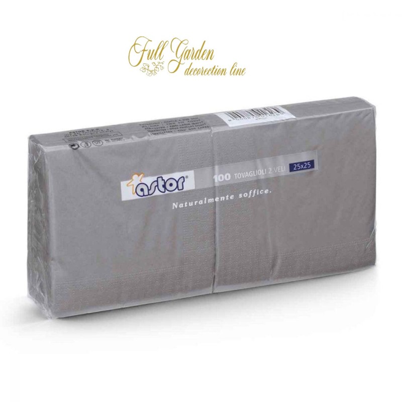 TOVAGLIOLI 25X25 2VELI TOUCH GRIGIO 100PZ