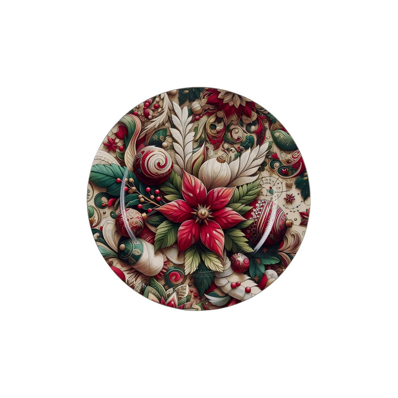 PIATTO PLASTICA DECORO POINSETTIA Ø CM.33