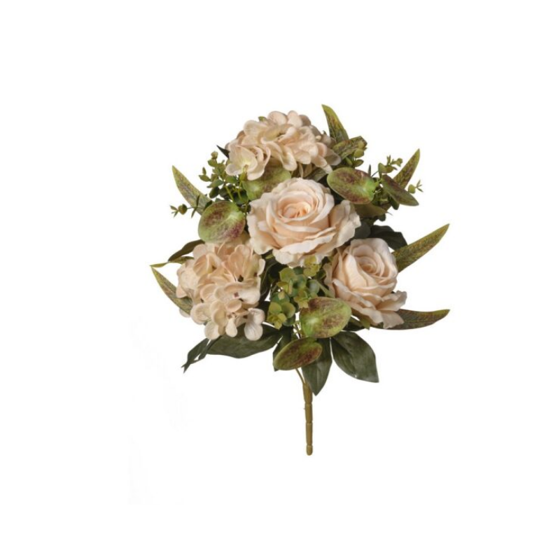 MAZZO FRONTALE ROSE-ORTENSIE X7 CM 46 BEIGE
