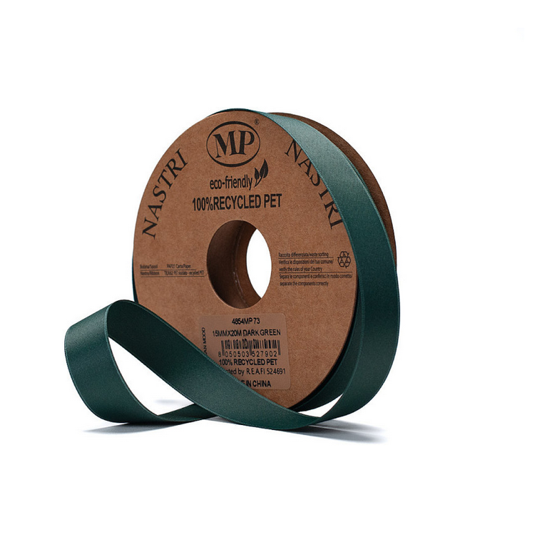 NASTRO MM15X20MT DARK GREEN RECYCLED PET RIBBON
