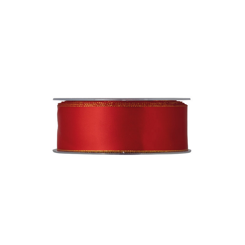 NASTRO DOPPIO RASO LAME MM40X25MT ROSSO/ORO
