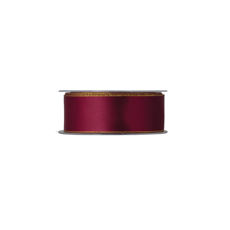 NASTRO DOPPIO RASO LAME MM25X25MT BORDEAUX/ORO