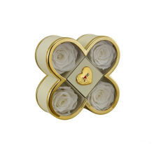 SCATOLA QUADRIFOGLIO 14X14X6 PANNA 4 ROSE