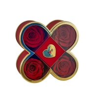 SCATOLA QUADRIFOGLIO 14X14X6 ROSSA 4 ROSE