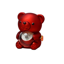 SCATOLA ORSETTO 9X10X13 ROSSA COLLANA  E ROSA STAB