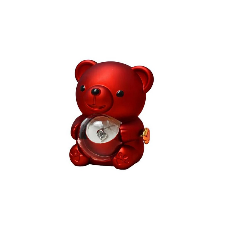 SCATOLA ORSETTO 9X10X13 ROSSA COLLANA  E ROSA STAB