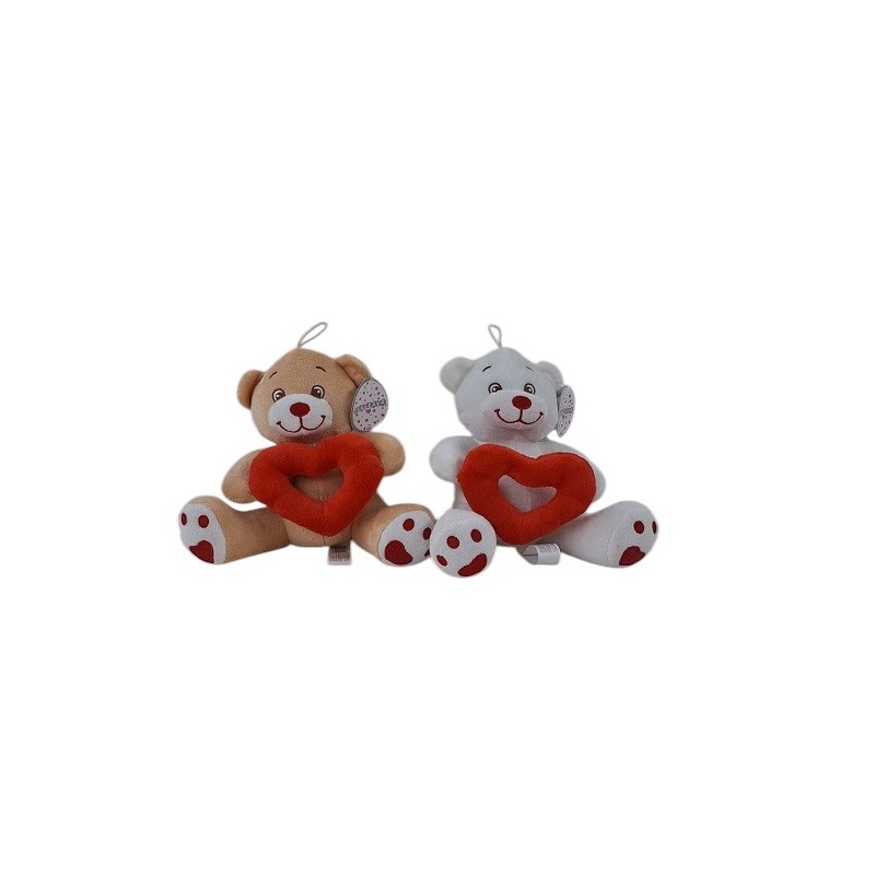 2 PZ PELUCHE CM.18 ORSO CUORE BUCATO  IN MANO
