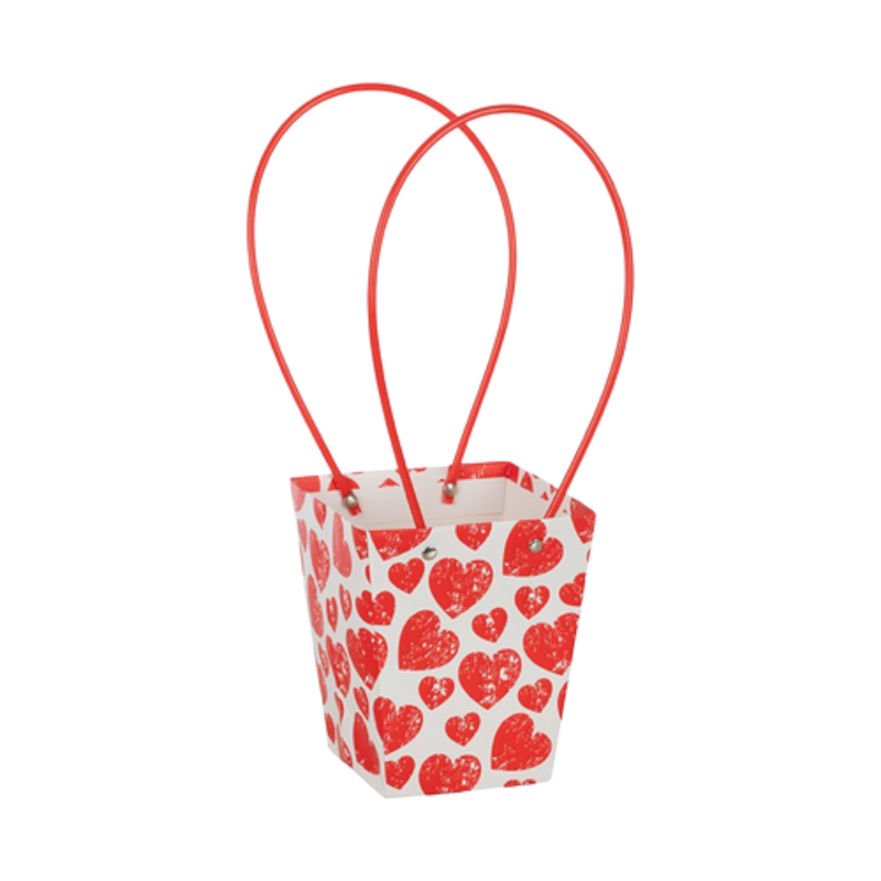 BORSINA CARTA BIANCA CUORI ROSSI PZ 10 13X13H15.5