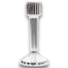 CANDELABRO IN VETRO RIGATO ARGENTO CM.16