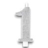 CANDELINA BIO  GLITTER N 1 CM 9.5 ARGENTO