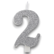 CANDELINA BIO GLITTER N 2 CM 9.5 ARGENTO