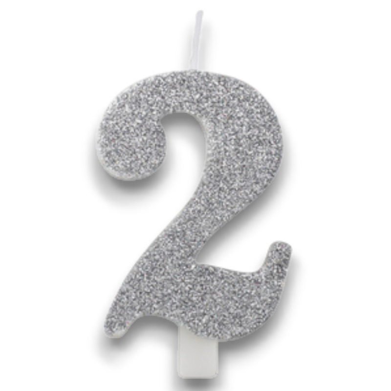 CANDELINA BIO GLITTER N 2 CM 9.5 ARGENTO