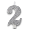 CANDELINA BIO GLITTER N 2 CM 9.5 ARGENTO