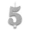 CANDELINA BIO GLITTER N 5 CM 9.5 ARGENTO