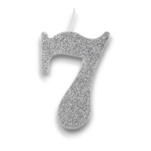 CANDELINA BIO  GLITTER N 7 CM 9.5 ARGENTO