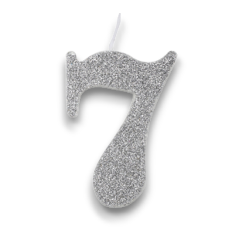 CANDELINA BIO  GLITTER N 7 CM 9.5 ARGENTO