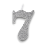 CANDELINA BIO  GLITTER N 7 CM 9.5 ARGENTO