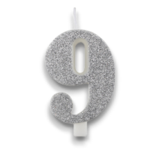 CANDELINA BIO GLITTER N 9 CM 9.5 ARGENTO