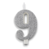 CANDELINA BIO GLITTER N 9 CM 9.5 ARGENTO