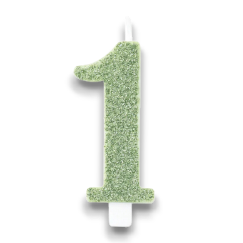 CANDELINA BIO  GLITTER N 1 CM 9.5 VERDE SALVIA