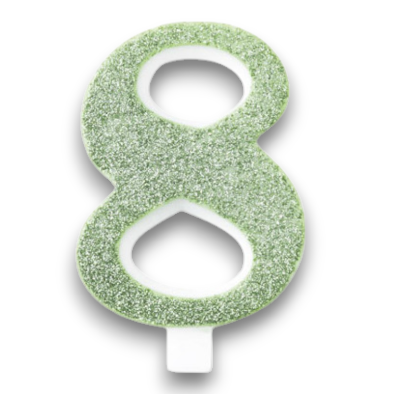 CANDELINA BIO GLITTER N 8 CM 9.5 VERDE SALVIA