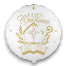 PALLONCINO 18  MYLAR LA MIA CRESIMA BIANCO TONDO