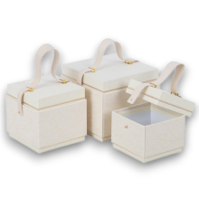 SCATOLA SET 3 PIZZO CREMA  CARTA ECOPELLE