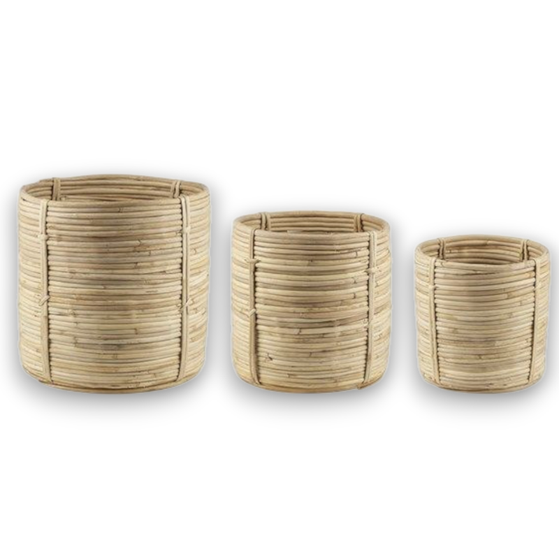 CESTI IN RATTAN SET 3 PEZZI
