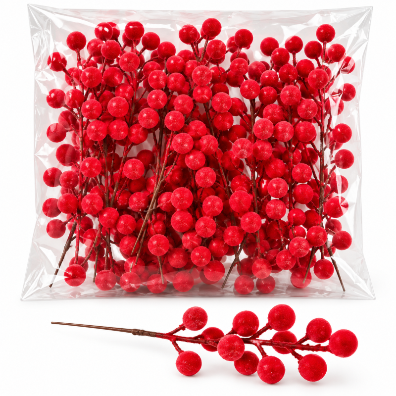 BAG 24 BACCHE FLOCCATE CM.22 RED